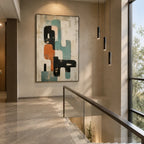 Wabi-Sabi abstract oil painting showing layered abstract marks, texture and expressive painterly movement in a beige palette.