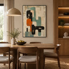 Wabi-Sabi abstract oil painting showing layered abstract marks, texture and expressive painterly movement in a beige palette.