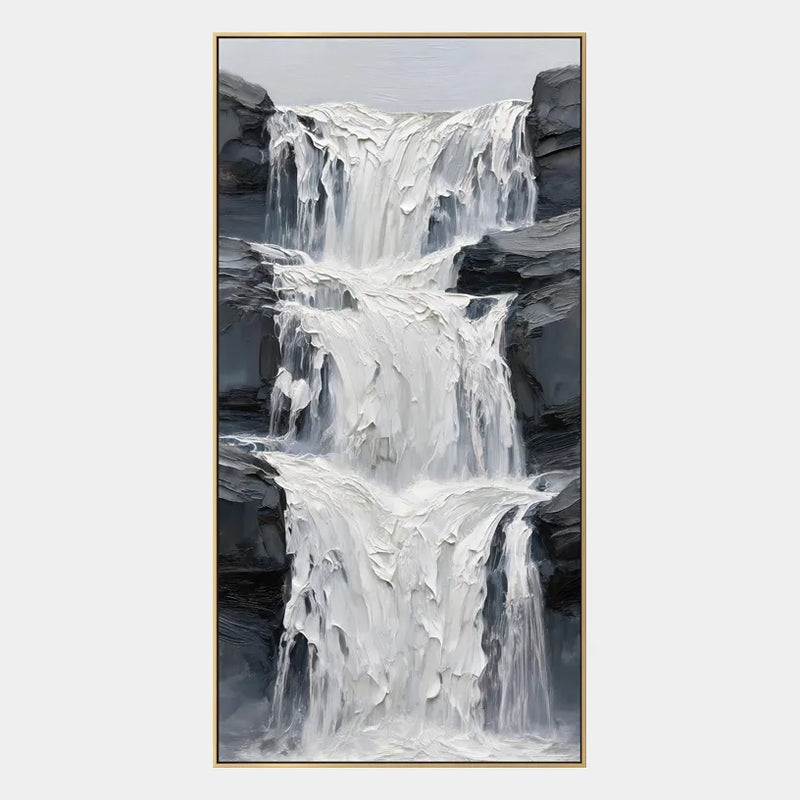 Pittura a olio di paesaggi Wabi-Sabi, paesaggi marini e paesaggi urbani con un paesaggio atmosferico, un paesaggio marino o una composizione ispirata alla città in una tavolozza di grigi.