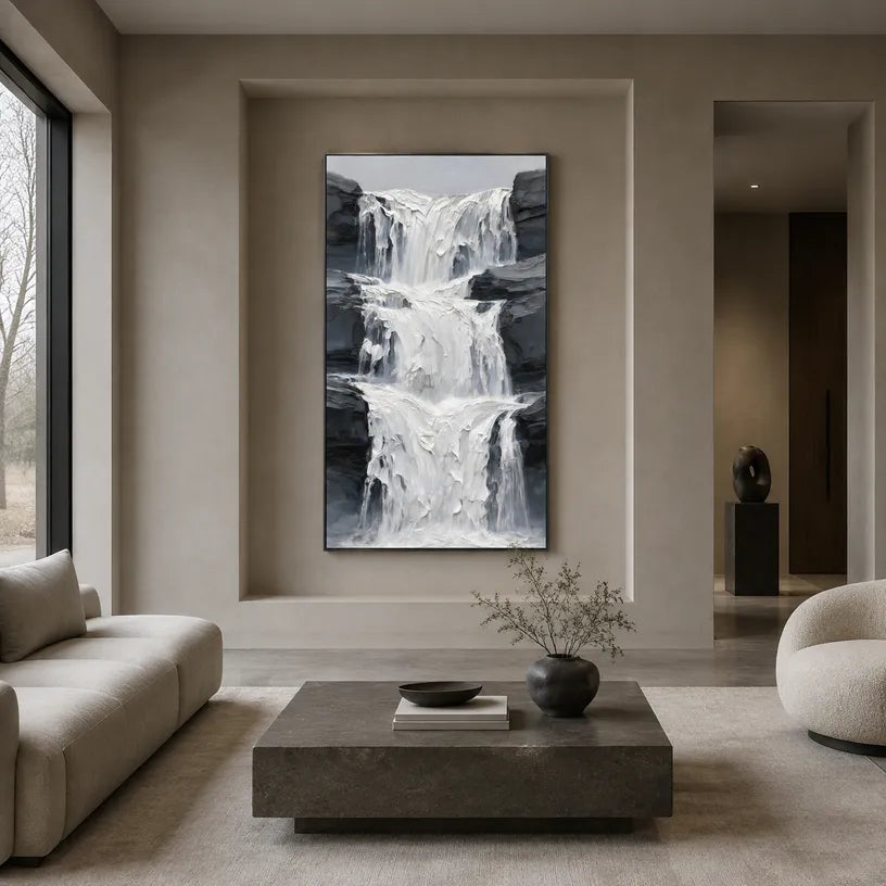 Wabi-Sabi abstract oil painting showing layered abstract marks, texture and expressive painterly movement in a grey palette.