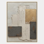 Wabi-Sabi abstract oil painting showing layered abstract marks, texture and expressive painterly movement in a brown palette.