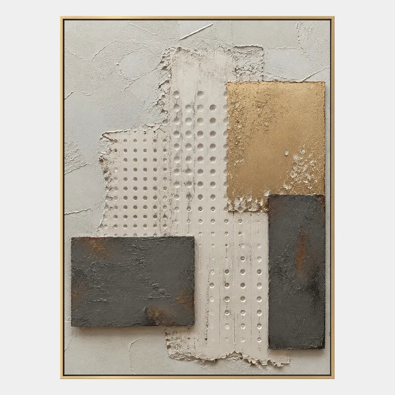 Wabi-Sabi abstract oil painting showing layered abstract marks, texture and expressive painterly movement in a brown palette.