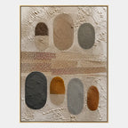 Wabi-Sabi abstract oil painting showing layered abstract marks, texture and expressive painterly movement in a brown palette.