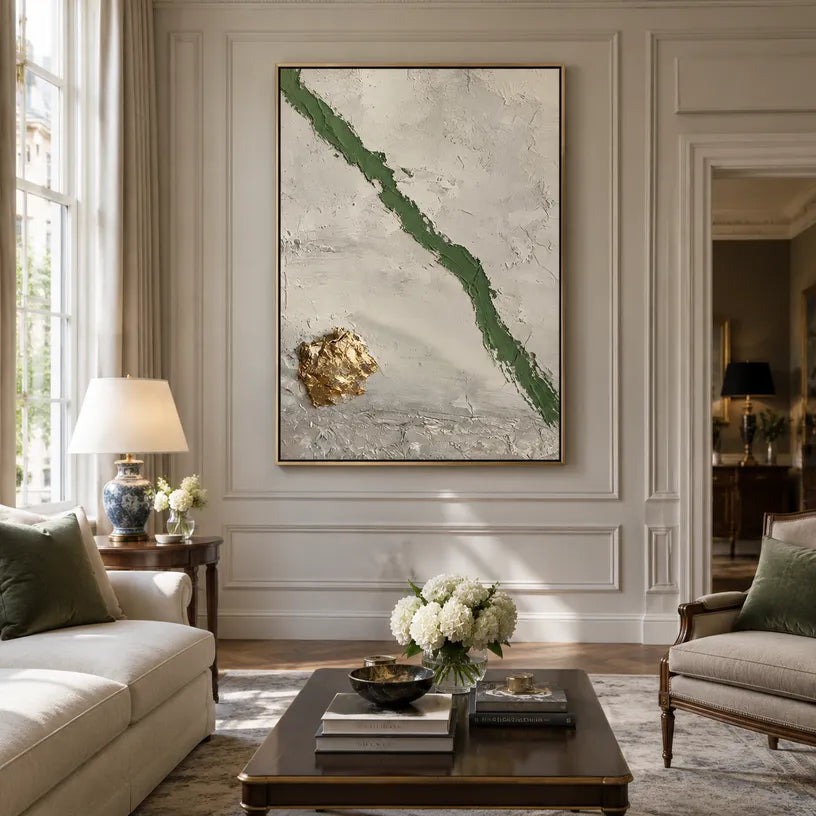 Wabi-Sabi abstract oil painting showing layered abstract marks, texture and expressive painterly movement in a grey palette.