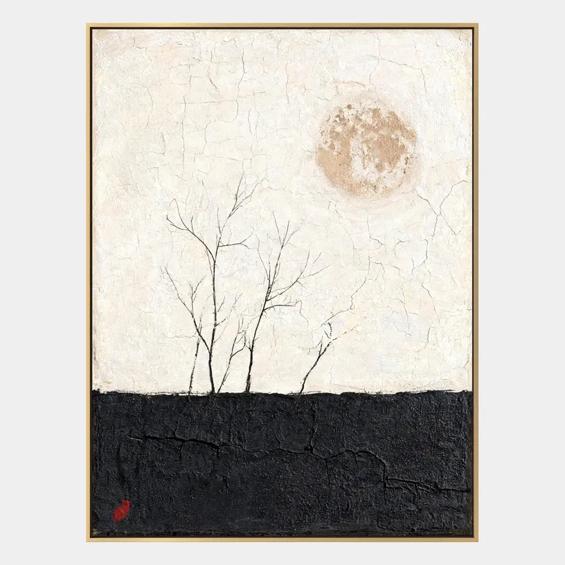 Wabi-Sabi abstract oil painting showing layered abstract marks, texture and expressive painterly movement in a black and white palette.