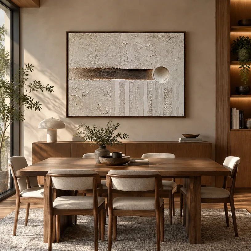 Wabi-Sabi abstract oil painting showing layered abstract marks, texture and expressive painterly movement in a grey palette.