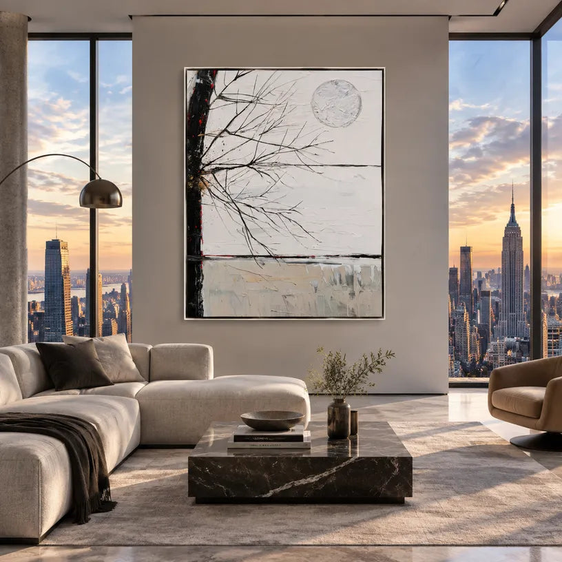 Wabi-Sabi abstract oil painting showing layered abstract marks, texture and expressive painterly movement.