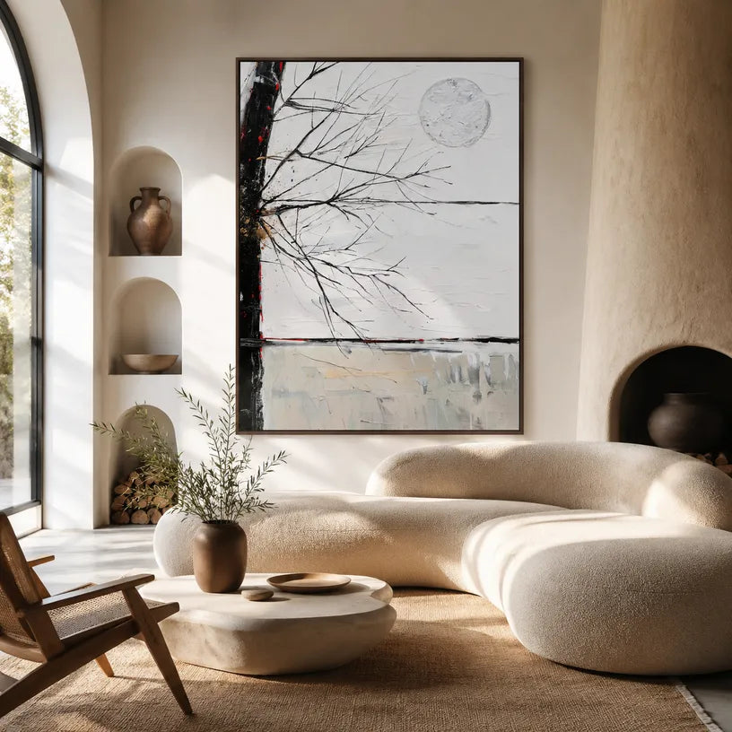 Wabi-Sabi abstract oil painting showing layered abstract marks, texture and expressive painterly movement.