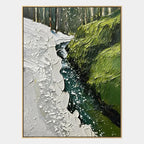 Wabi-Sabi abstract oil painting showing layered abstract marks, texture and expressive painterly movement in a green palette.