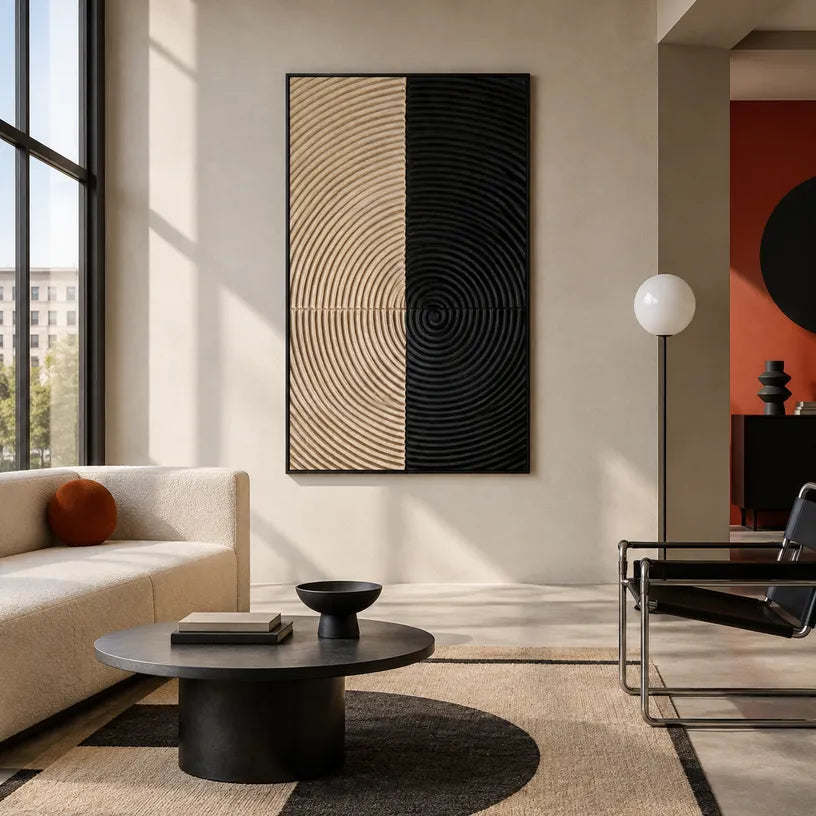 Wabi-Sabi abstract oil painting showing layered abstract marks, texture and expressive painterly movement in a brown palette.