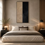 Wabi-Sabi abstract oil painting showing layered abstract marks, texture and expressive painterly movement in a brown palette.