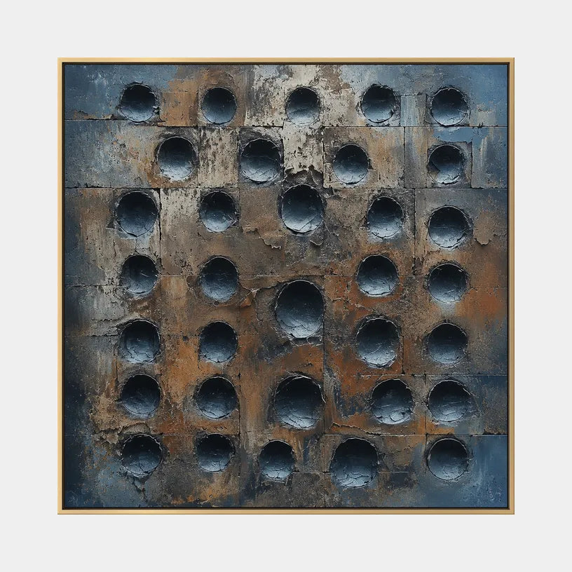 Wabi-Sabi abstract oil painting showing layered abstract marks, texture and expressive painterly movement in a brown palette.