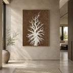 Wabi-Sabi abstract oil painting showing layered abstract marks, texture and expressive painterly movement in a brown palette.