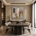 Wabi-Sabi abstract oil painting showing layered abstract marks, texture and expressive painterly movement in a grey palette.