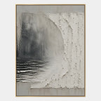 Wabi-Sabi abstract oil painting showing layered abstract marks, texture and expressive painterly movement in a grey palette.
