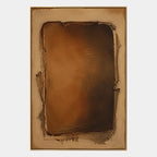 Wabi-Sabi abstract oil painting showing layered abstract marks, texture and expressive painterly movement in a brown palette.