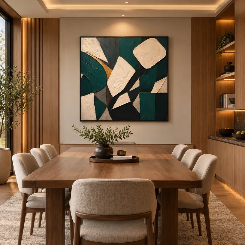 Wabi-Sabi abstract oil painting showing layered abstract marks, texture and expressive painterly movement in a black palette.