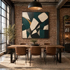 Wabi-Sabi abstract oil painting showing layered abstract marks, texture and expressive painterly movement in a black palette.