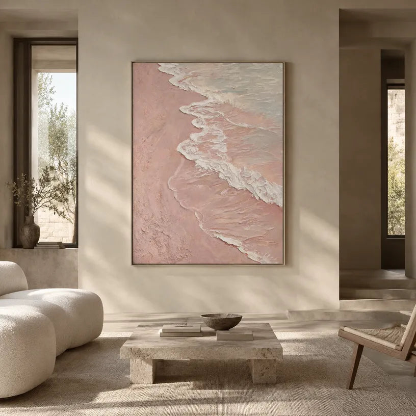 Wabi-Sabi abstract oil painting showing layered abstract marks, texture and expressive painterly movement in a brown palette.
