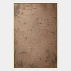 Wabi-Sabi abstract oil painting showing layered abstract marks, texture and expressive painterly movement in a brown palette.