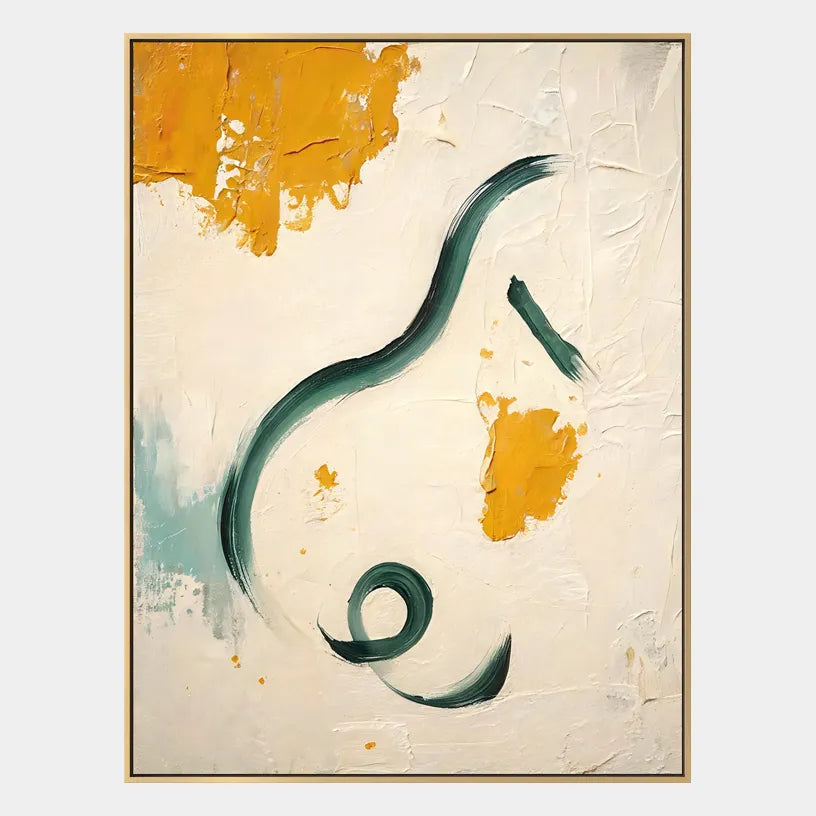 Wabi-Sabi abstract oil painting showing layered abstract marks, texture and expressive painterly movement in a beige palette.