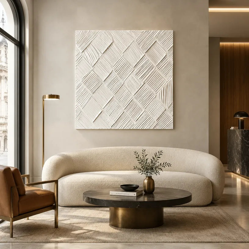 Wabi-Sabi abstract oil painting showing layered abstract marks, texture and expressive painterly movement in a grey palette.