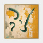Wabi-Sabi abstract oil painting showing layered abstract marks, texture and expressive painterly movement in a beige palette.