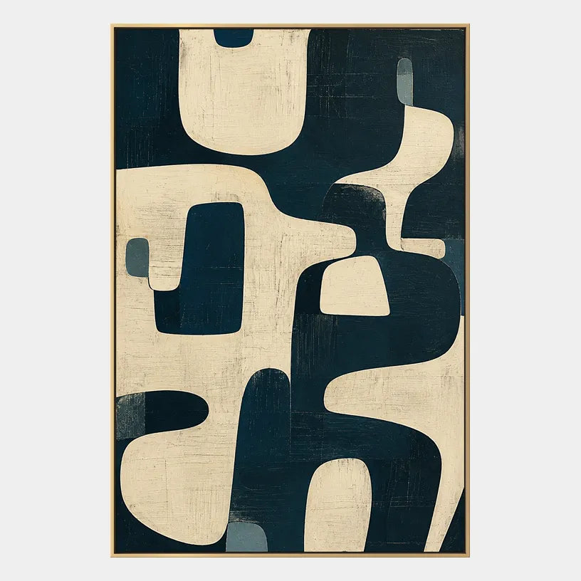 Wabi-Sabi abstract oil painting showing layered abstract marks, texture and expressive painterly movement in a beige palette.