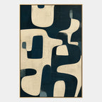 Wabi-Sabi abstract oil painting showing layered abstract marks, texture and expressive painterly movement in a beige palette.