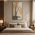 Wabi-Sabi abstract oil painting showing layered abstract marks, texture and expressive painterly movement in a brown palette.