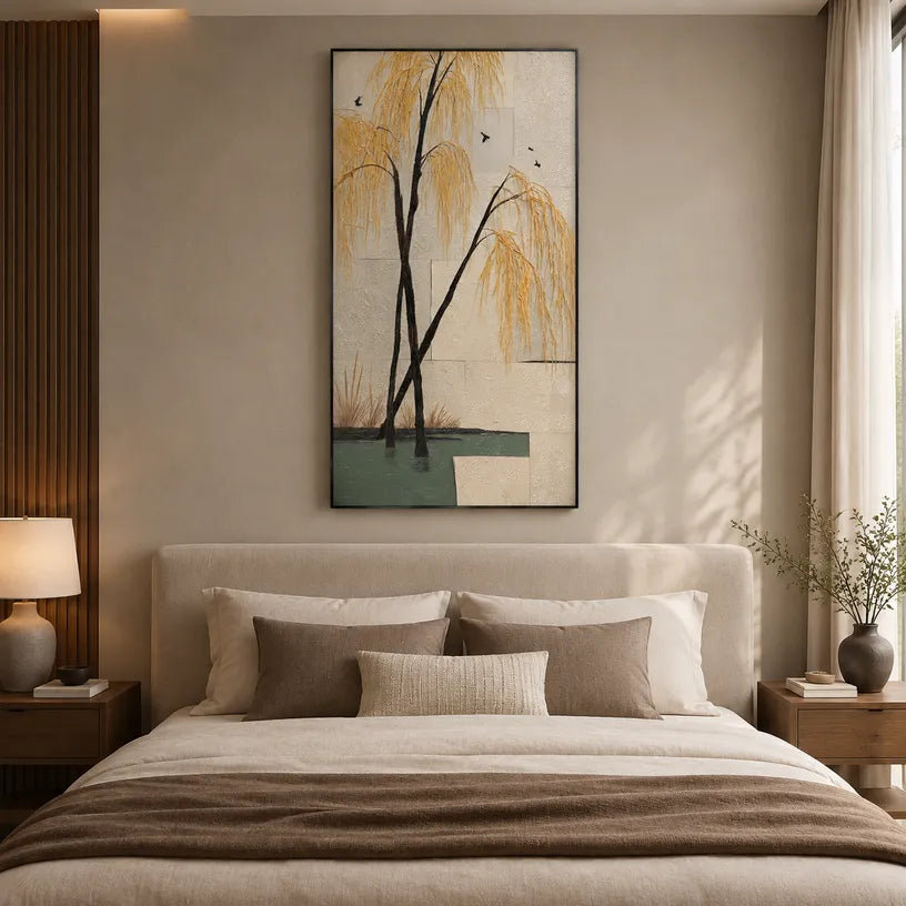 Wabi-Sabi abstract oil painting showing layered abstract marks, texture and expressive painterly movement in a brown palette.