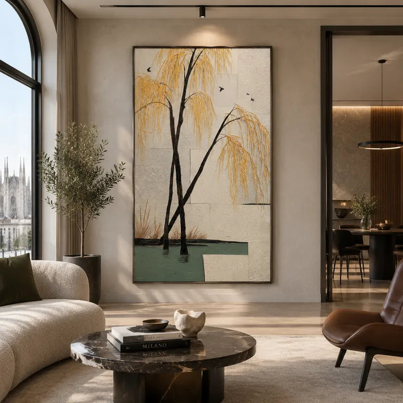 Wabi-Sabi abstract oil painting showing layered abstract marks, texture and expressive painterly movement in a brown palette.