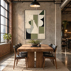 Wabi-Sabi abstract oil painting showing layered abstract marks, texture and expressive painterly movement in a beige palette.