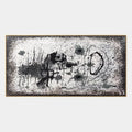 Pintura al óleo floral/botánica y natural Wabi-Sabi que presenta formas botánicas, flores o elementos naturales en una composición pictórica en una paleta de blanco y negro.