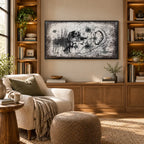 Wabi-Sabi abstract oil painting showing layered abstract marks, texture and expressive painterly movement in a grey palette.