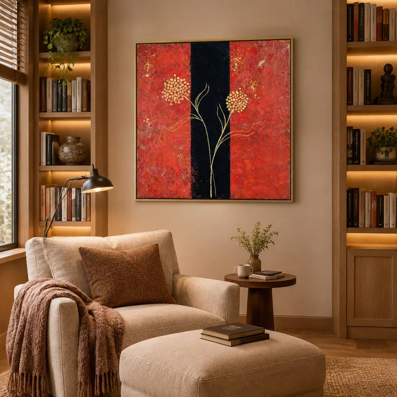 Wabi-Sabi abstract oil painting showing layered abstract marks, texture and expressive painterly movement in a brown palette.
