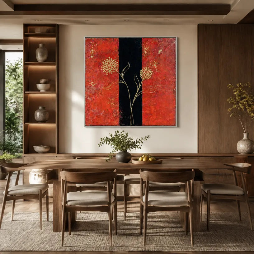 Wabi-Sabi abstract oil painting showing layered abstract marks, texture and expressive painterly movement in a brown palette.