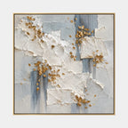 Wabi-Sabi abstract oil painting showing layered abstract marks, texture and expressive painterly movement in a grey palette.