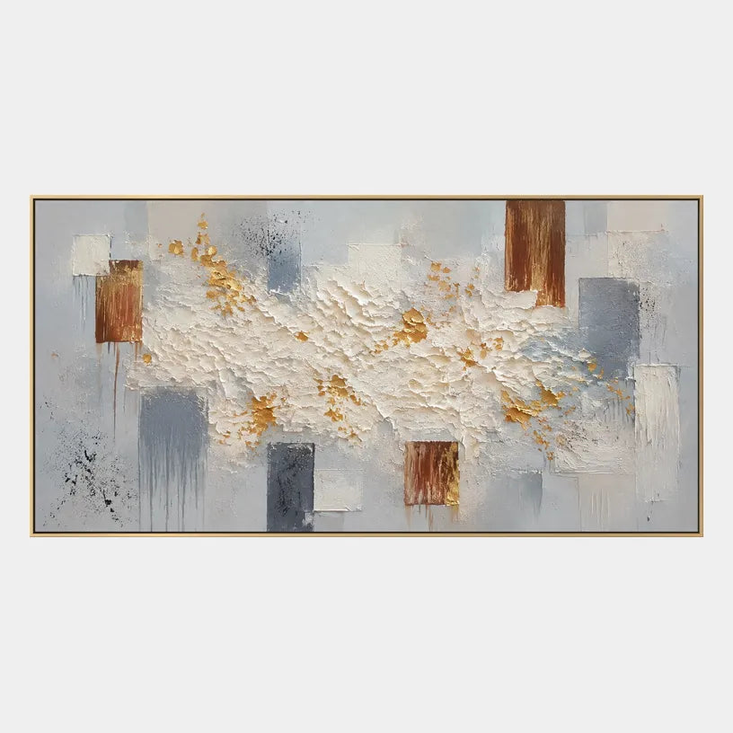 Wabi-Sabi abstract oil painting showing layered abstract marks, texture and expressive painterly movement in a grey palette.