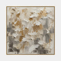 Peinture à l'huile abstraite et conceptuelle Wabi-Sabi présentant des marques abstraites superposées, une texture et un mouvement pictural expressif dans une palette de gris.
