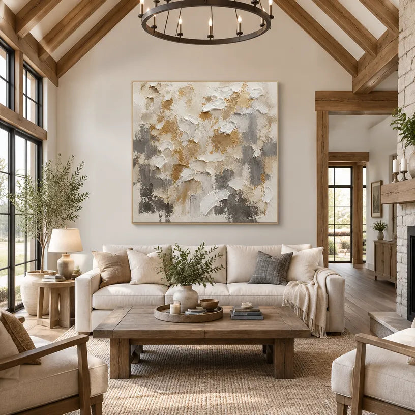 Wabi-Sabi abstract oil painting showing layered abstract marks, texture and expressive painterly movement in a brown palette.