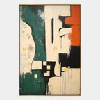 Wabi-Sabi abstract oil painting showing layered abstract marks, texture and expressive painterly movement in a beige palette.