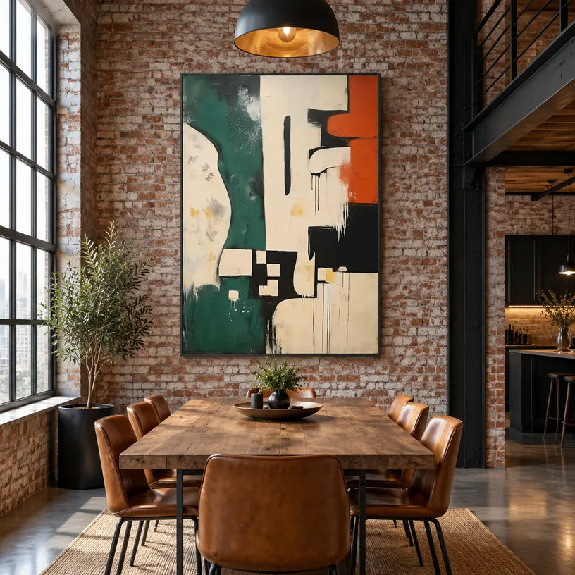 Wabi-Sabi abstract oil painting showing layered abstract marks, texture and expressive painterly movement in a beige palette.