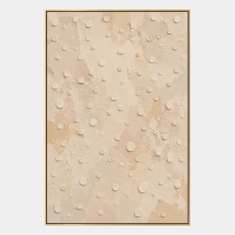 Wabi-Sabi abstract oil painting showing layered abstract marks, texture and expressive painterly movement in a beige palette.