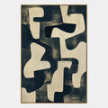 Pintura al óleo abstracta y conceptual Wabi-Sabi que presenta marcas abstractas en capas, textura y movimiento pictórico expresivo en una paleta de blanco y negro.