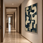 Wabi-Sabi abstract oil painting showing layered abstract marks, texture and expressive painterly movement.