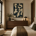 Wabi-Sabi abstract oil painting showing layered abstract marks, texture and expressive painterly movement.