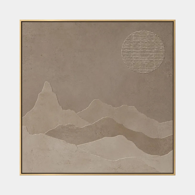 Wabi-Sabi abstract oil painting showing layered abstract marks, texture and expressive painterly movement in a brown palette.
