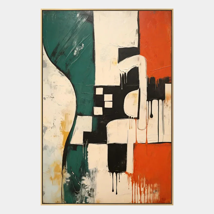 Wabi-Sabi abstract oil painting showing layered abstract marks, texture and expressive painterly movement in a beige palette.