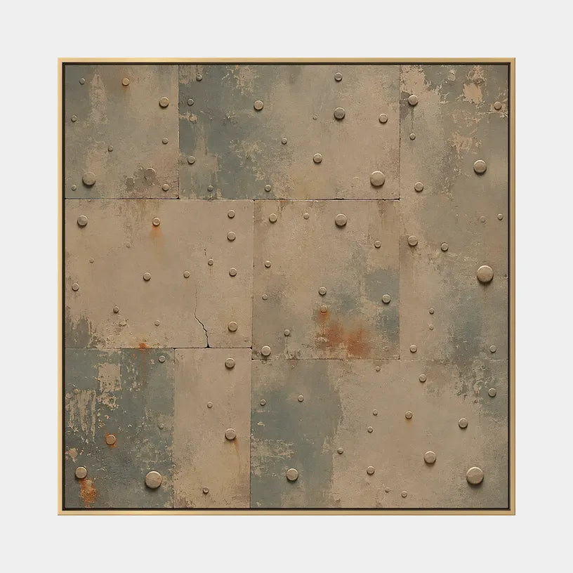 Wabi-Sabi abstract oil painting showing layered abstract marks, texture and expressive painterly movement in a brown palette.